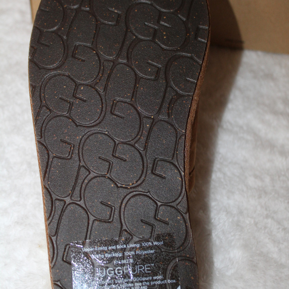 UGG SUEDE SHEARLING‎ CHESTNUT SLIDE SLIPPERS NEW! - Picture 4 of 8